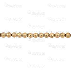 1112-1204-GLS - Semi-precious Stone Hematite Bead smooth gold 6mm 16'' String 1112-1204-GLS,smooth,montreal, quebec, canada, beads, wholesale
