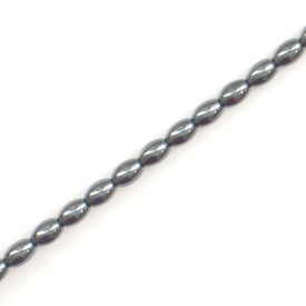 A-1112-1210 - Semi-precious Stone Bead Oval 3X5MM Hematite 16'' String A-1112-1210,Beads,3X5MM,Bead,Natural,Semi-precious Stone,3X5MM,Oval,Grey,China,16'' String,Hematite,montreal, quebec, canada, beads, wholesale