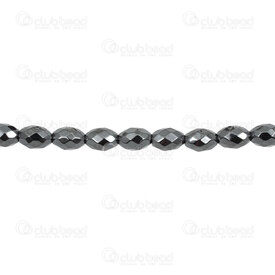 A-1112-1218-F - Semi Precious Stone Bead Oval Faceted 6x9mm Hematite 1.2mm hole 15.5'' string (approx.40pcs) A-1112-1218-F,Beads,Stones,Hematite,montreal, quebec, canada, beads, wholesale