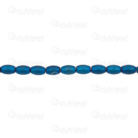 1112-1218-MBL - Semi-precious Stone Bead Oval 5X8MM 1.5mm hole Hematite Matte Blue 15.5'' String 1112-1218-MBL,Beads,Stones,montreal, quebec, canada, beads, wholesale