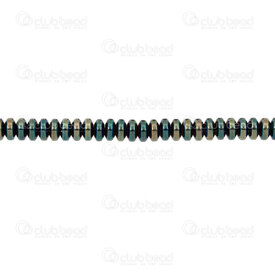 1112-1220-AB2 - Semi Precious Stone Bead Rondelle 4.3x2mm Hematite Blue Gold AB 15in String 1112-1220-AB2,Beads,Stones,Hematite,montreal, quebec, canada, beads, wholesale