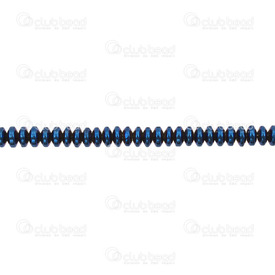 1112-1220-BL - Semi-precious Stone Bead Rondelle 4mm Hematite Blue 16'' String 1112-1220-BL,Beads,Bead,16'' String,Bead,Natural,Semi-precious Stone,4mm,Round,Rondelle,Blue,China,16'' String,Hematite,montreal, quebec, canada, beads, wholesale