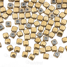 1112-12300 - Bille de Pierre Fine Cube Arrondi 4x4mm Hématite Or Trou 1mm Corde 15,5 Pouces 1112-12300,Billes,15.5'' String,Bille,Naturel,Pierre Fine,4x4mm,Carré,Cube,Arrondi,Or,1mm Hole,Chine,15.5'' String,Hématite,montreal, quebec, canada, beads, wholesale