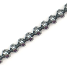 A-1112-1240 - Semi-precious Stone Bead Bicone Fancy 6MM Hematite 16'' String A-1112-1240,montreal, quebec, canada, beads, wholesale