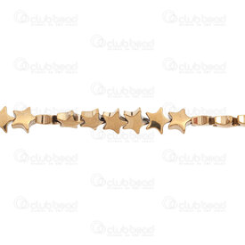 A-1112-1250-GL - Semi-precious Stone Bead Star 6MM Hematite Gold 15.5\' String A-1112-1250-GL,etoile or,montreal, quebec, canada, beads, wholesale