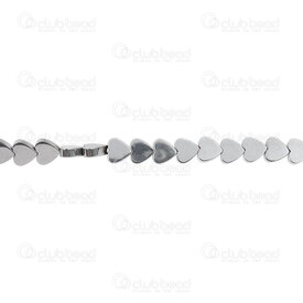 1112-1252-SL - Semi-precious Stone Bead Heart 6x6x2mm Hematite Silver 1mm Hole 15.5\'\' String 1112-1252-SL,Beads,Stones,Hematite,montreal, quebec, canada, beads, wholesale
