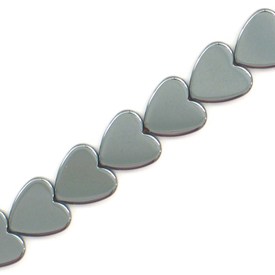 A-1112-1254 - Semi-precious Stone Bead Heart 10MM Hematite 16'' String A-1112-1254,a-1112,montreal, quebec, canada, beads, wholesale
