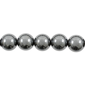 A-1112-1272 - Semi-precious Stone Bead Round 6MM Hematite 2mm Hole 16'' String A-1112-1272,montreal, quebec, canada, beads, wholesale