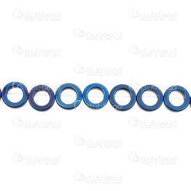 1112-1288-124 - Semi-precious Stone Bead Ring 12mm Hematite Blue 15.5'' String (app32pcs) 1112-1288-124,Bead,Natural,Semi-precious Stone,12mm,Round,Ring,Blue,China,15.5'' String (app32pcs),Hematite,montreal, quebec, canada, beads, wholesale