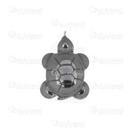 1112-1291-2 - Semi-precious Stone pendant turtle with Ring 22X28mm Hematite 5pcs 1112-1291-2,Pendants,Hematite,montreal, quebec, canada, beads, wholesale