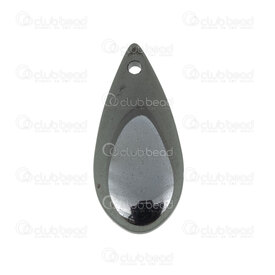 1112-12910 - Semi Precious Stone Pendant Water Drop 29.5x14x4.5mm Hematite with 2mm loop Natural 10pcs 1112-12910,Pendants,Hematite,montreal, quebec, canada, beads, wholesale