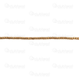 1112-130107-02GL - Semi-precious Stone Bead Cylinder 1.8x1.8mm Hematite 0.5mm Hole Gold 15.5"string 1112-130107-02GL,Beads,Stones,montreal, quebec, canada, beads, wholesale
