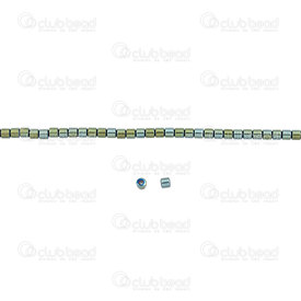 1112-130107-02GN - Pierre Fine Bille Cylindre 1.8x1.8mm Hematite Trou 0.5mm Vert Corde 15pouces 1112-130107-02GN,montreal, quebec, canada, beads, wholesale