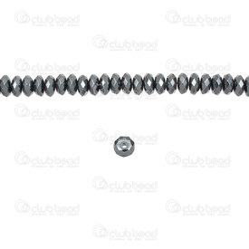 1112-130612-06 - Semi-precious Stone Bead Oval Faceted 6x3mm Hematite 1mm Hole Natural 15.5" string 1112-130612-06,Beads,Stones,Hematite,montreal, quebec, canada, beads, wholesale