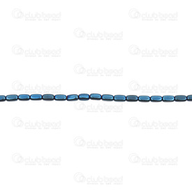 1112-1348-04 - Bille de Pierre Fine Rectangle Arrondi 4x2mm Hématite Bleu Corde 15,5 Pouces (env89pcs) 1112-1348-04,Billes,Pierres,Hématite magnétique,montreal, quebec, canada, beads, wholesale
