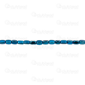 1112-1348-0506 - Semi-precious Stone Bead Rounded Rectangle 4.5x3mm Blue Hematite 1mm hole 15.5'' String 1112-1348-0506,Beads,montreal, quebec, canada, beads, wholesale
