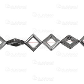 1112-1354-14 - Bille de Pierre Fine Hématite Losange 14x14mm, Épaisseur 3.8mm  Corde de 16 pouces 1112-1354-14,diagonal,montreal, quebec, canada, beads, wholesale