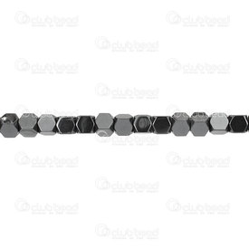 1112-1355-06 - Semi-precious Stone Hematite  polygonal bead 6X6mm 16'' String 1112-1355-06,Polygone,montreal, quebec, canada, beads, wholesale
