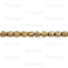 1112-1358-GL - Semi-precious Stone Bead Buddha Head 8x8mm Hematite Gold 16" String (app50pcs) 1112-1358-GL,Hematite Beads and Pendants,montreal, quebec, canada, beads, wholesale