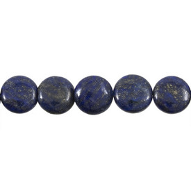 *1112-1444 - Semi-precious Stone Bead Round Flat 14MM Lapis lazuli 16'' String *1112-1444,montreal, quebec, canada, beads, wholesale