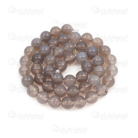 1112-1713-8mm - Natural Semi Precious Stone Bead Grey Agate B Grade Round 8mm 0.8mm Hole 15.5" String 1112-1713-8mm,bille gris,montreal, quebec, canada, beads, wholesale