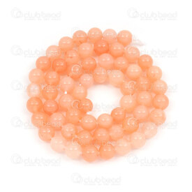 1112-1714-6mm - Natural Semi Precious Stone Bead Mashan Jade Opaque Peach Dyed Round 6mm 0.8mm Hole 15.5" String 1112-1714-6mm,montreal, quebec, canada, beads, wholesale