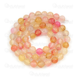 1112-1729-6mm - Natural Semi Precious Stone Bead Agate Pink-Yellow Dyed Round 6mm 0.8mm Hole 15in String 1112-1729-6mm,bille rose 6mm,montreal, quebec, canada, beads, wholesale