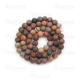 1112-1747-6mm - Natural Semi Precious Stone Bead Red Flower Jasper Round 6mm 0.8mm Hole 15in String 1112-1747-6mm,pierre Jaspe rouge,montreal, quebec, canada, beads, wholesale