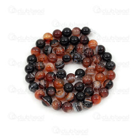 1112-1750-6mm - Natural Semi Precious Stone Bead Natural Stripped Red-Brown-Black Agate Round 6mm 0.8mm hole 15.5" String 1112-1750-6mm,Beads,Stones,Semi-precious,montreal, quebec, canada, beads, wholesale
