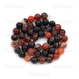 1112-1750-8mm - Natural Semi Precious Stone Bead Natural Stripped Red-Brown-Black Agate Round 8mm 0.8mm hole 15.5" String 1112-1750-8mm,Semi Precious Stone Bead round,montreal, quebec, canada, beads, wholesale