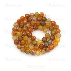 1112-1751-6mm - Natural Semi Precious Stone Bead Cracked Yellow-Orange-Brown Agate Round 6mm 0.8mm hole 15.5" String 1112-1751-6mm,Beads,Stones,Semi-precious,montreal, quebec, canada, beads, wholesale
