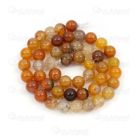 1112-1751-8mm - Natural Semi Precious Stone Bead Cracked Yellow-Orange-Brown Agate Round 8mm 0.8mm hole 15.5" String 1112-1751-8mm,Semi Precious Stone Bead round,montreal, quebec, canada, beads, wholesale