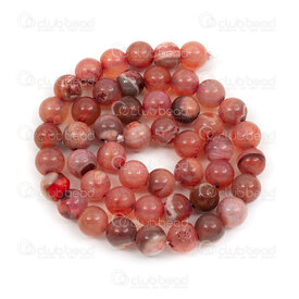 1112-1760-8mm - Natural Semi Precious Stone Bead Cracked Agate Peach Dyed Round 8mm 0.8mm Hole 15in String 1112-1760-8mm,Peche,montreal, quebec, canada, beads, wholesale