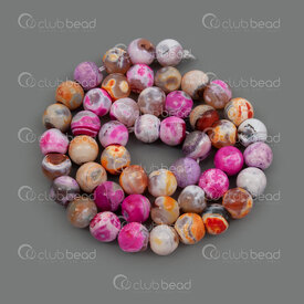 1112-1761-8mm - Natural Semi Precious Stone Bead Agate Pink-White-Orange Dyed Round 8mm 0.8mm Hole 15in String 1112-1761-8mm,Corde de pierre naturelle 8mm rose,montreal, quebec, canada, beads, wholesale