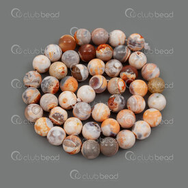 1112-1763-8mm - Natural Semi Precious Stone Bead Agate Orange-White Dyed Round 8mm 0.8mm Hole 15in String 1112-1763-8mm,Agate 6mm,montreal, quebec, canada, beads, wholesale