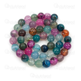 1112-1765-8mm - Bille de Pierre Fine Naturelle Agate Craquelé Bleu-Rose Pastel Teint Rond 8mm Trou 0.8mm Corde de 15po 1112-1765-8mm, Natural Semi Precious Stone Bead Cracked Agate,montreal, quebec, canada, beads, wholesale