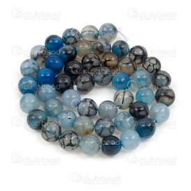 1112-1771-8mm - Bille de Pierre Fine Naturelle Agate Craqueler Bleu-Gris Rond 8mm Trou 0.8mm Corde de 15po 1112-1771-8mm, Natural Semi Precious Stone Bead Cracked Agate,montreal, quebec, canada, beads, wholesale