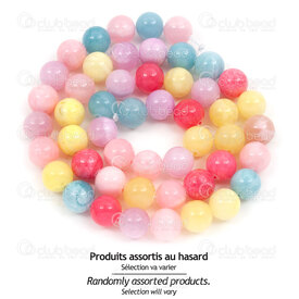 1112-1773-8-MIX - Bille de Pierre Fine Rond 8mm Jade Caiyun Mix Trou 0.8mm Corde de 15po 1112-1773-8-MIX,montreal, quebec, canada, beads, wholesale