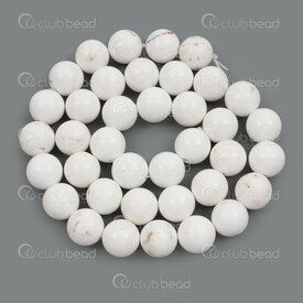 1112-1779-10mm - Natural Semi Precious Stone Bead Prestige White Magnesite Round 10mm 1mm Hole 15.5in String 1112-1779-10mm,Beads,montreal, quebec, canada, beads, wholesale