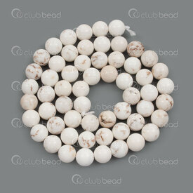 1112-1779-6mm - Natural Semi Precious Stone Bead Prestige White Magnesite Round 6mm 0.8mm Hole 15.5in String 1112-1779-6mm,billes blanc,montreal, quebec, canada, beads, wholesale