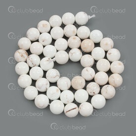 1112-1779-8mm - Natural Semi Precious Stone Bead Prestige White Magnesite Round 8mm 0.8mm Hole 15.5in String 1112-1779-8mm,bille pierre fine,montreal, quebec, canada, beads, wholesale