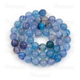 1112-1782-8mm - Bille de Pierre Fine Naturelle Agate Craquele Bleu-Blanc Clair Rond 8mm Trou 0.8mm Corde de 15po 1112-1782-8mm, Natural Semi Precious Stone Bead Cracked Agate,montreal, quebec, canada, beads, wholesale