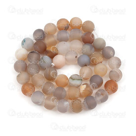 1112-1783-8mm - Natural Semi Precious Stone Bead Matt Agate White-Grey-Orange Round 8mm 0.8mm Hole 15.5in String 1112-1783-8mm,Beads,montreal, quebec, canada, beads, wholesale