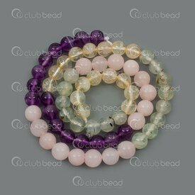 1112-1798-6mm - Natural Semi Precious Stone Bead Prestige Combination Amethyste, Citrine and Quartz Mix Color Round 6mm 0.8mm hole 15in String 1112-1798-6mm,String,montreal, quebec, canada, beads, wholesale