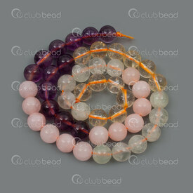 1112-1798-8mm - Natural Semi Precious Stone Bead Prestige Combination Amethyste, Citrine and Quartz Mix Color Round 8mm 0.8mm hole 15in String 1112-1798-8mm,String,montreal, quebec, canada, beads, wholesale
