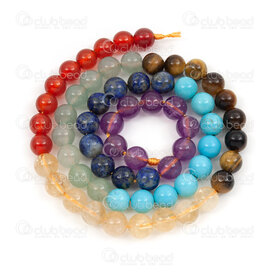 1112-1799-6mm - Bille de Pierre Fine Naturelle Prestige Combinaison 7 Chakra (Amethyste, Lapis Lazuli, Turquoise, Aventurine, Œil de Tigre, Citrine, Agate Rouge) Rond 6mm Trou 0.8mm Corde de 15.5po 1112-1799-6mm,Gamme haute qualité,montreal, quebec, canada, beads, wholesale