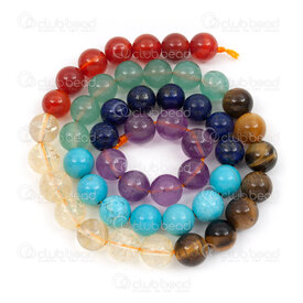 1112-1799-8mm - Natural Semi Precious Stone Bead Prestige Combination 7 Chakra (Amethyst, Lapis Lazuli, Turquoise, Aventurine, Tiger Eye, Citrine, Red Agate) Round 8mm 0.8mm Hole 15.5in String 1112-1799-8mm,High quality line,montreal, quebec, canada, beads, wholesale