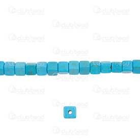 1112-240102-0602 - Reconstructed Semi Precious Stone Bead Blue Turquoise Diagonal Cube 6mm 1mm hole 16'' String 1112-240102-0602,pierres bleu,montreal, quebec, canada, beads, wholesale
