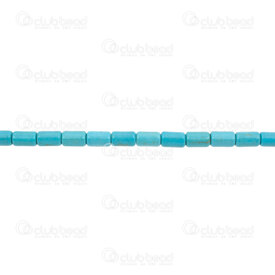 1112-240107-0802 - Bille de Pierre Reconstitue Tube 5xmm Turquoise Bleue Trou 1.2mm (approx. 45pcs) Corde de 16.5po 1112-240107-0802,Pierre turquoise bleu,montreal, quebec, canada, beads, wholesale