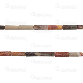 1112-240107-1302 - Bille de Pierre Fine Naturelle Tube Jaspe Picasso Rouge 13x4mm Trou 0.8mm Corde 15po (approx. 28pcs) 1112-240107-1302,Jaspe,montreal, quebec, canada, beads, wholesale